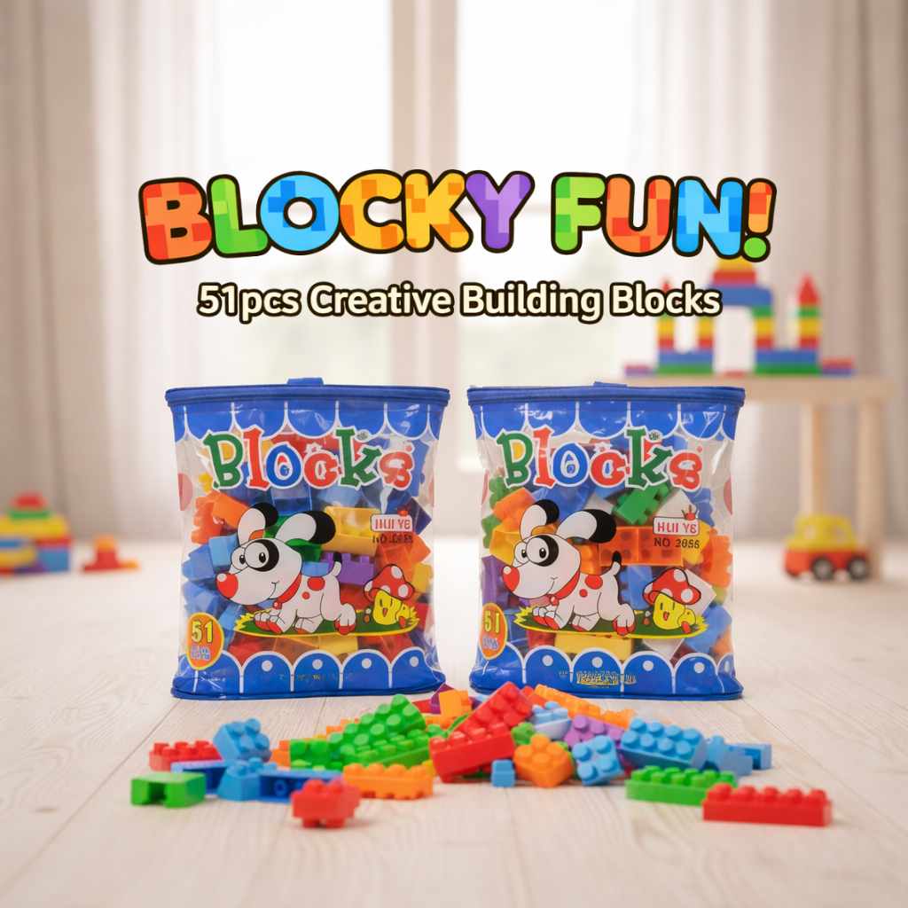 51+Pcs Pieces Learning Blocks for Kids – Colorful Bricks – Non-Toxic & Safe Material – Improves Creativity & Motor Skills – DIY Construction Toy – STEM Educational Game – Best Gift for Toddlers & Preschoolers