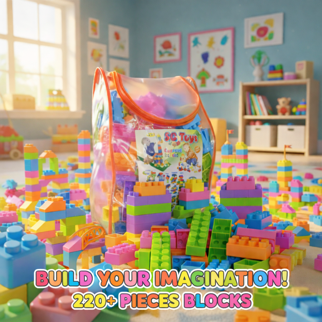 220+ Pieces Building Blocks Set for Kids | Educational Toy Pakistan | Educational Construction Toy | Non-Toxic Plastic | Brain-Boosting STEM Activity | Colorful & Creative Bricks | DIY Learning Set | Best Gift for Boys & Girls | Fun & Interactive Play