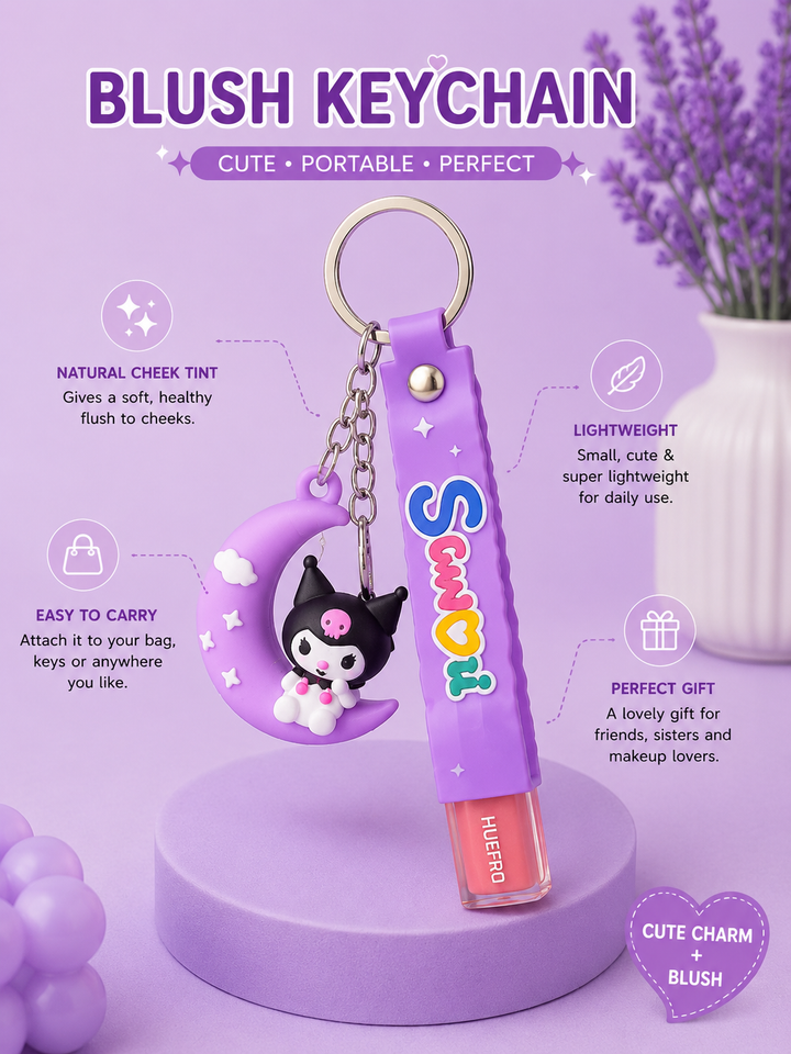 Cute Blush Keychain  Portable Liquid Blush Keyring Charm for Bags