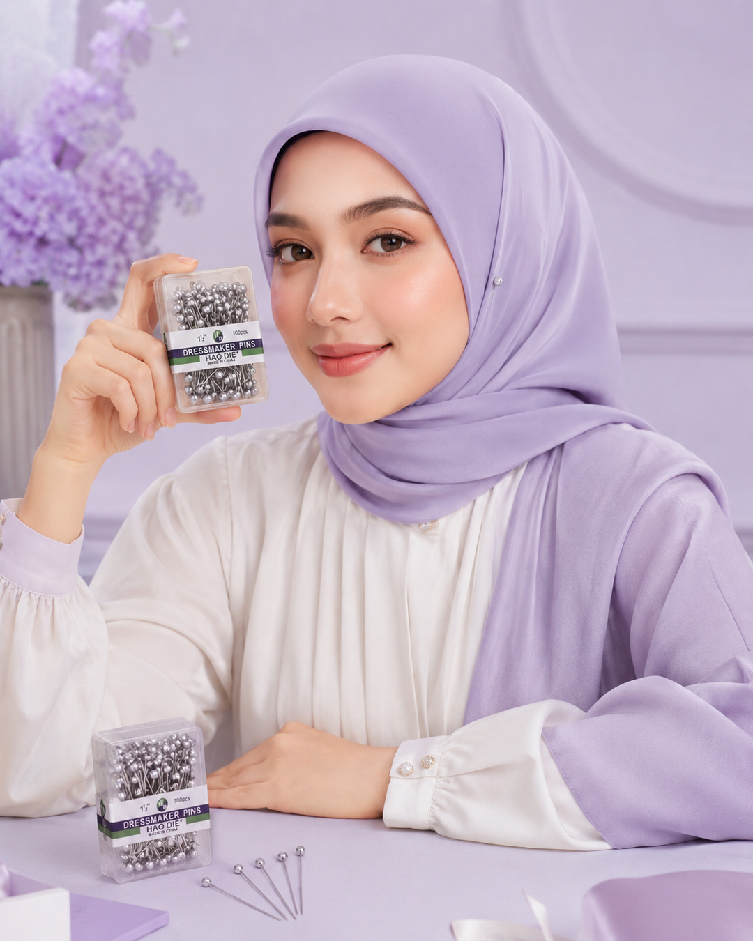 Hijab Pin Box  Stainless Scarf Pins with Clear Storage Case