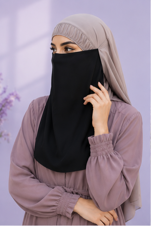 Black Niqabi  Elegant Breathable Modest Face Veil for Women