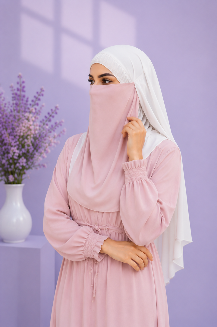 Pink Niqabi  Elegant Breathable Modest Face Veil for Women