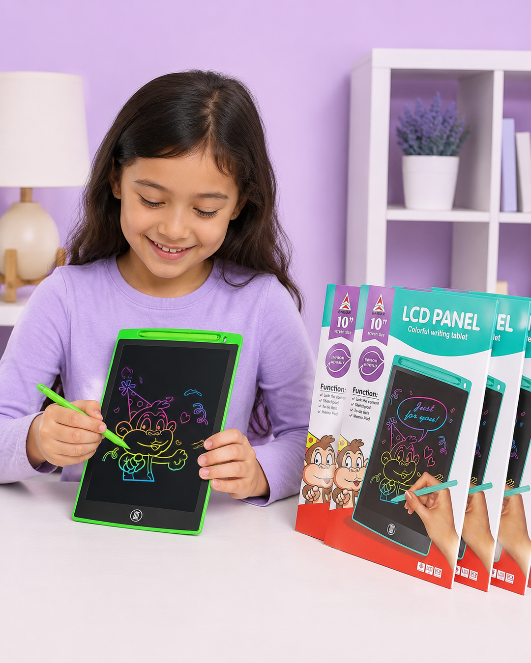 10 Inch LCD Writing Tablet for Kids Colorful Reusable Drawing Pad