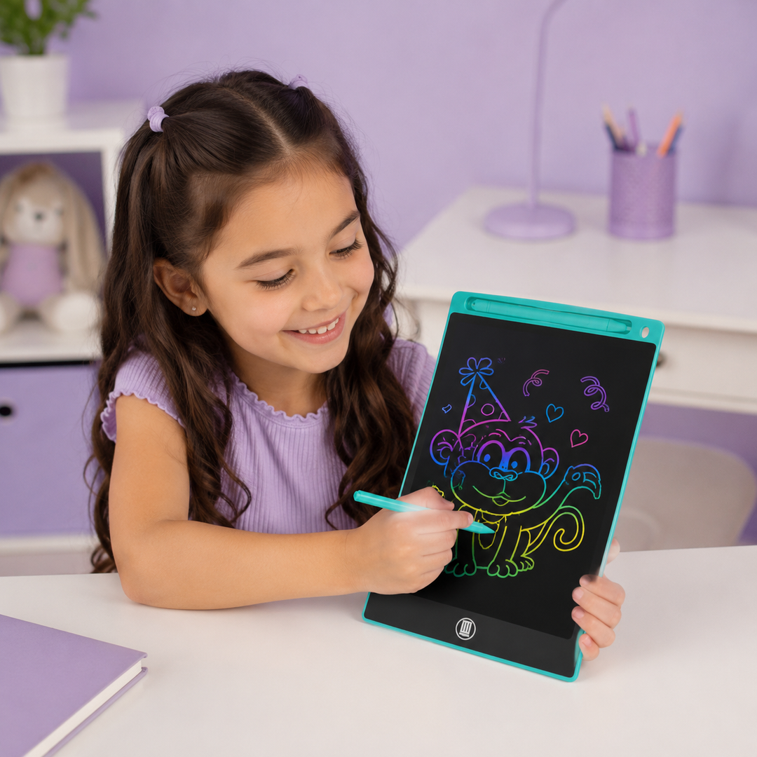 12 Inch LCD Writing Tablet for KidsColorful Screen Reusable  Lock Function &amp; One-Click Erase