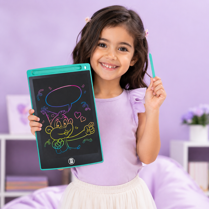 12 Inch LCD Writing Tablet for KidsColorful Screen Reusable  Lock Function &amp; One-Click Erase