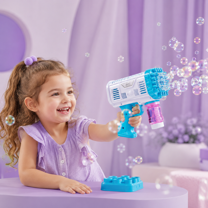 36-Hole Bubble Bazooka Gun for Kids with Bubble Liquid &amp; Tray