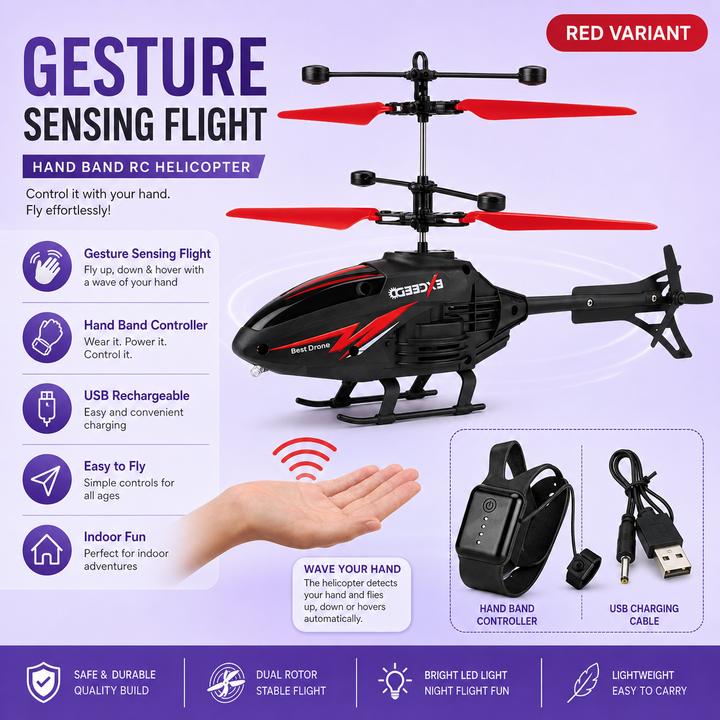 Gesture Sensing Hand Band RC Helicopter for Kids