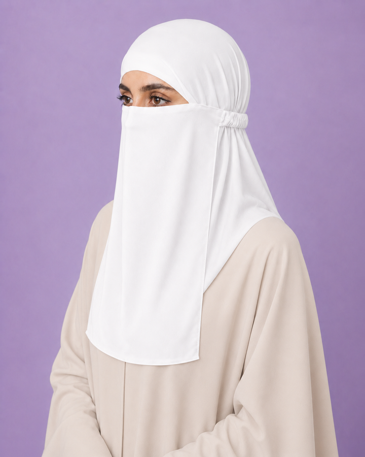 White  Niqabi Elegant Breathable Modest Face Veil for Women