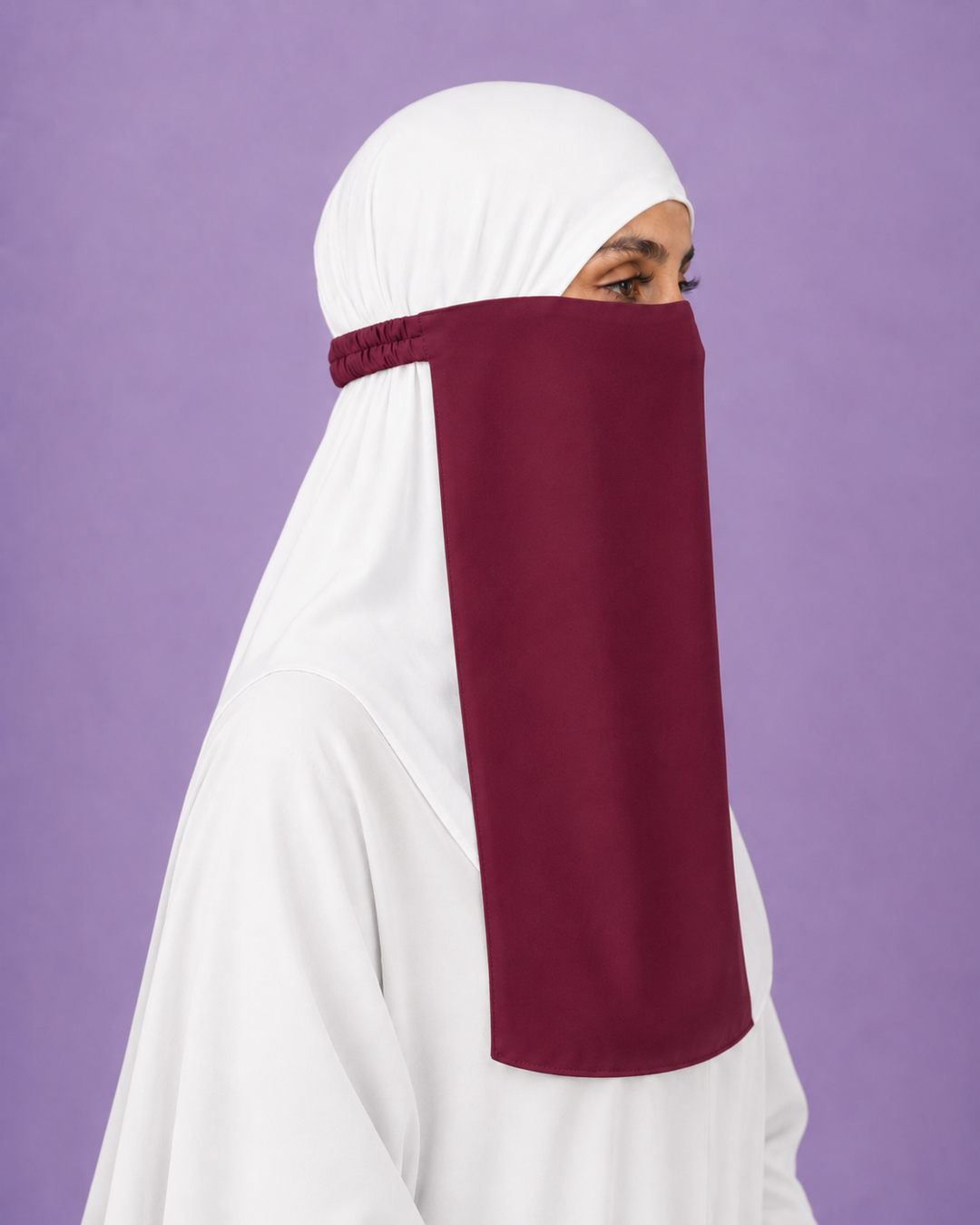Maroon Niqabi  Elegant Breathable Modest Face Veil for Women