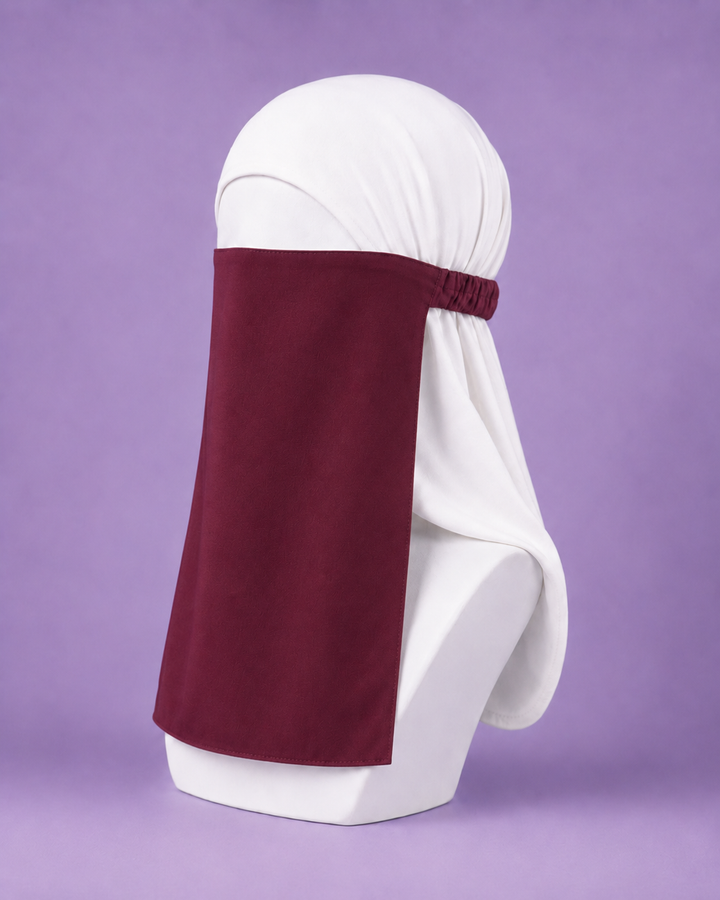 Maroon Niqabi  Elegant Breathable Modest Face Veil for Women