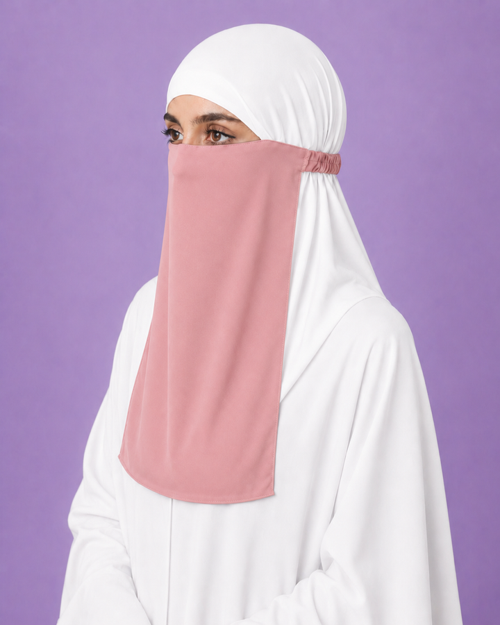 Pink Niqabi  Elegant Breathable Modest Face Veil for Women