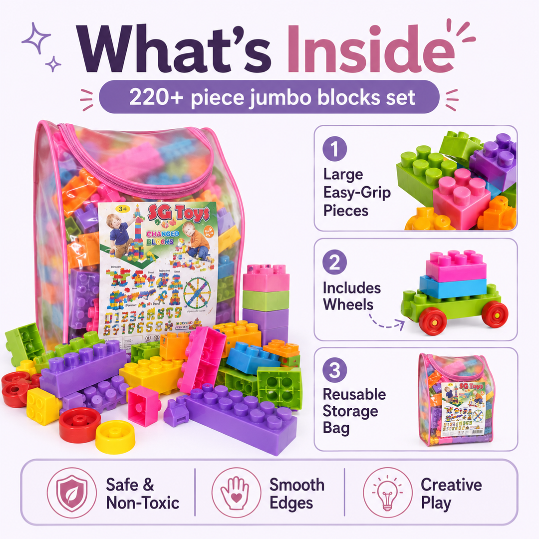 226 Pcs Kids Building Blocks Set Construction Toy with Storage Bag
