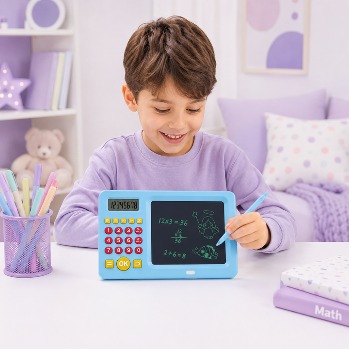 2-in-1 LCD Writing Tablet with Calculator Kids Learning Baby Tab