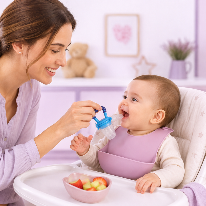 Baby Fruit Feeder Pacifier  Soft Silicone Fruit Nibbler with Protective Cap