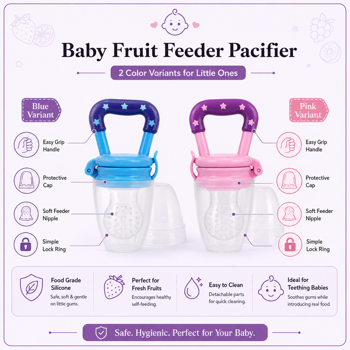 Baby Fruit Feeder Pacifier  Soft Silicone Fruit Nibbler with Protective Cap