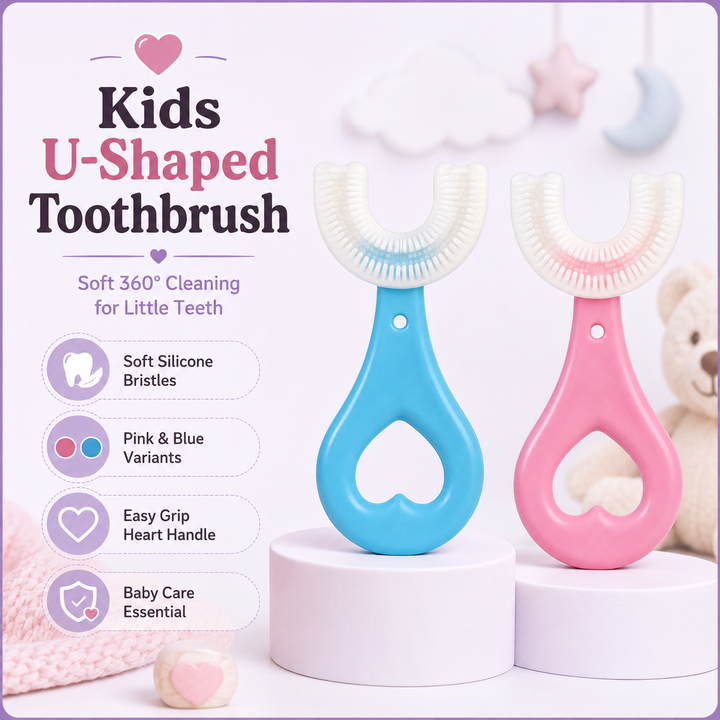 Kids U-Shaped 360° Toothbrush  Soft Silicone Training Brush