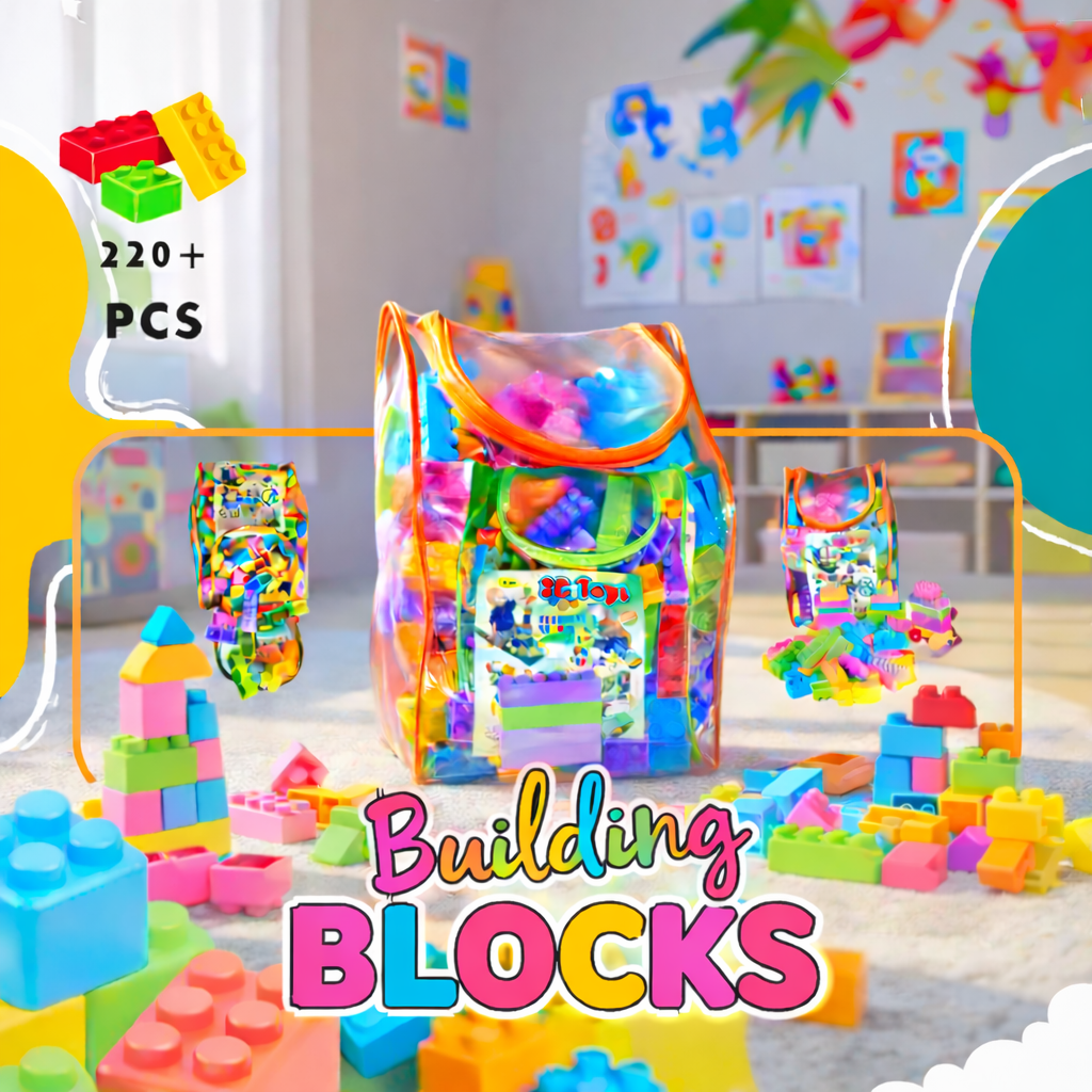 220+ Pieces Building Blocks Set for Kids | Educational Toy Pakistan | Educational Construction Toy | Non-Toxic Plastic | Brain-Boosting STEM Activity | Colorful & Creative Bricks | DIY Learning Set | Best Gift for Boys & Girls | Fun & Interactive Play