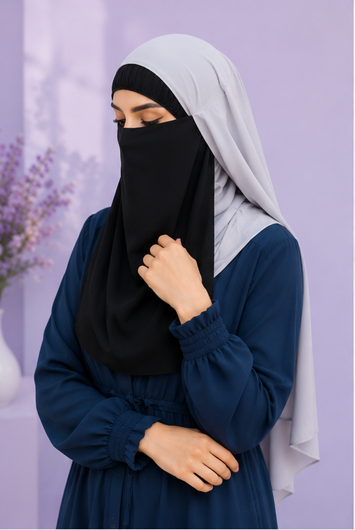 Black Niqabi  Elegant Breathable Modest Face Veil for Women