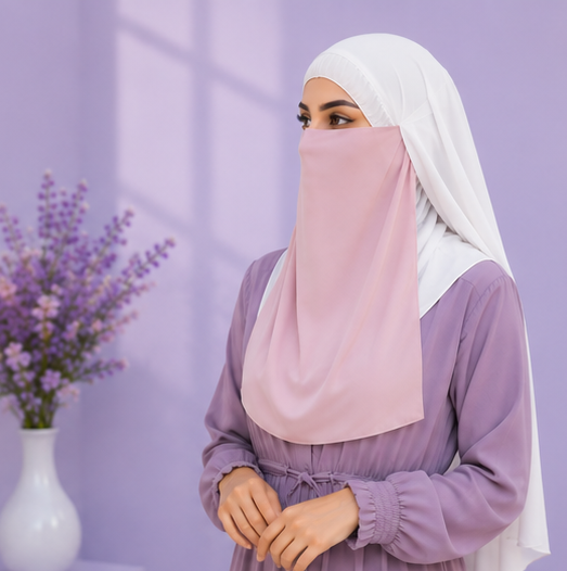 Pink Niqabi  Elegant Breathable Modest Face Veil for Women