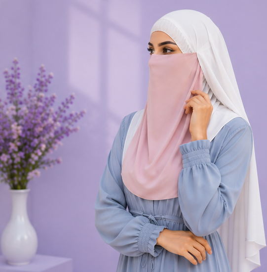 Pink Niqabi  Elegant Breathable Modest Face Veil for Women