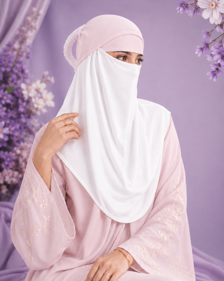 White  Niqabi Elegant Breathable Modest Face Veil for Women