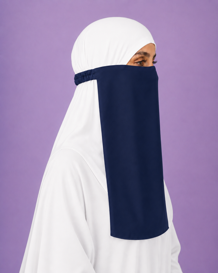 Navy Blue Niqabi Elegant Breathable Modest Face Veil for Women