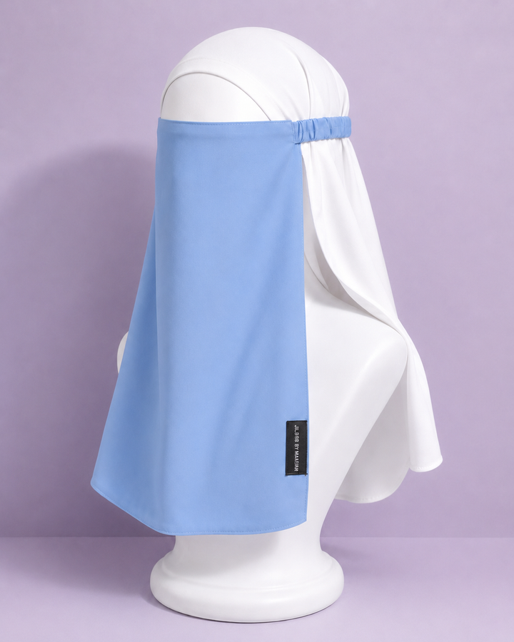 Sky Blue Niqabi  Elegant Breathable Modest Face Veil for Women
