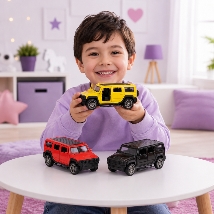 Hummer Style Metal Pull Back SUV Toy Car with Openable Doors