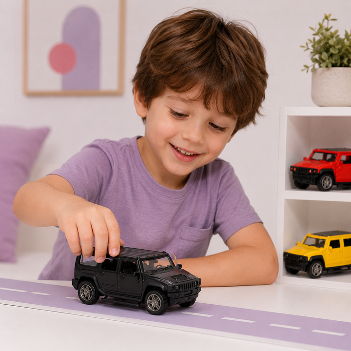 Hummer Style Metal Pull Back SUV Toy Car with Openable Doors