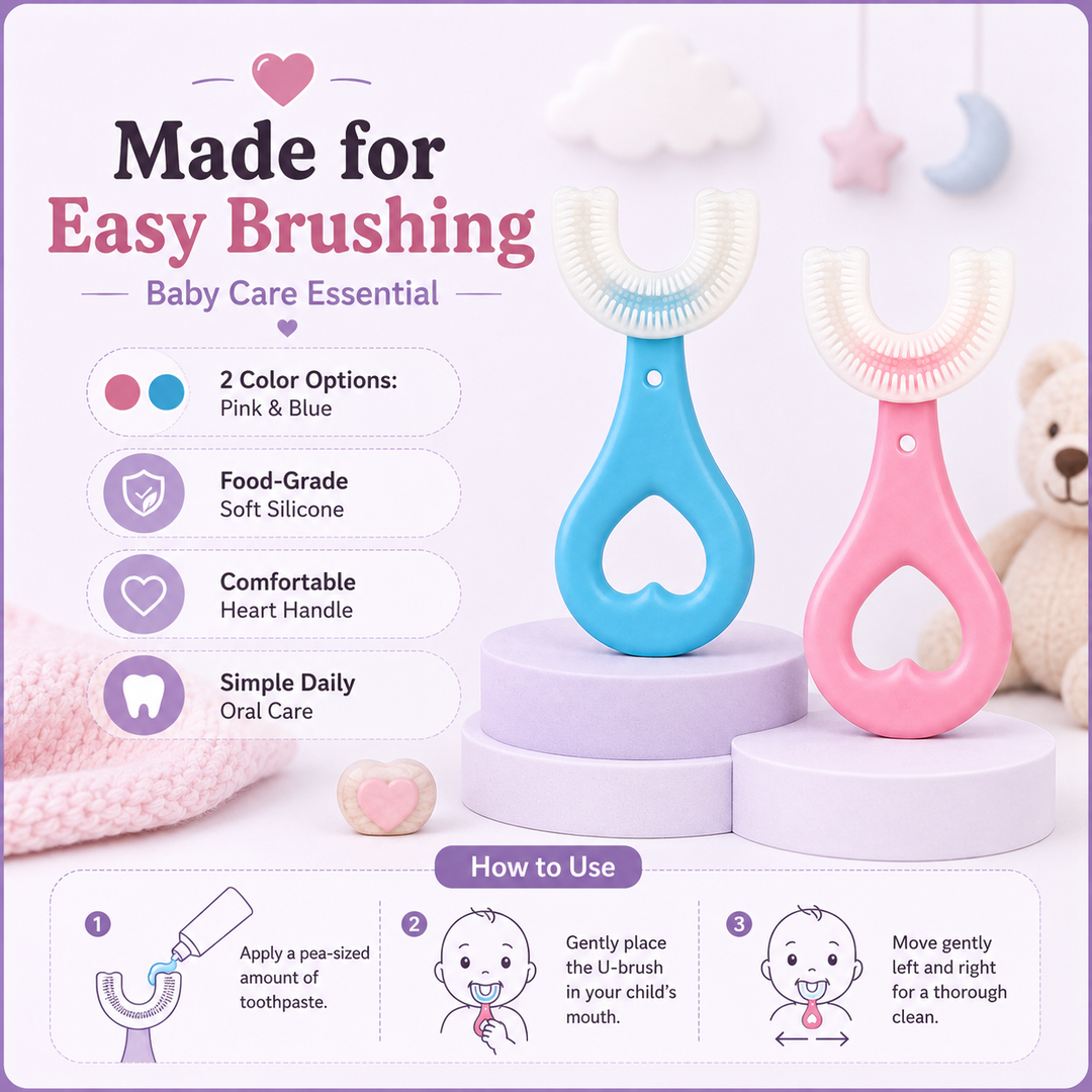 Kids U-Shaped 360° Toothbrush  Soft Silicone Training Brush