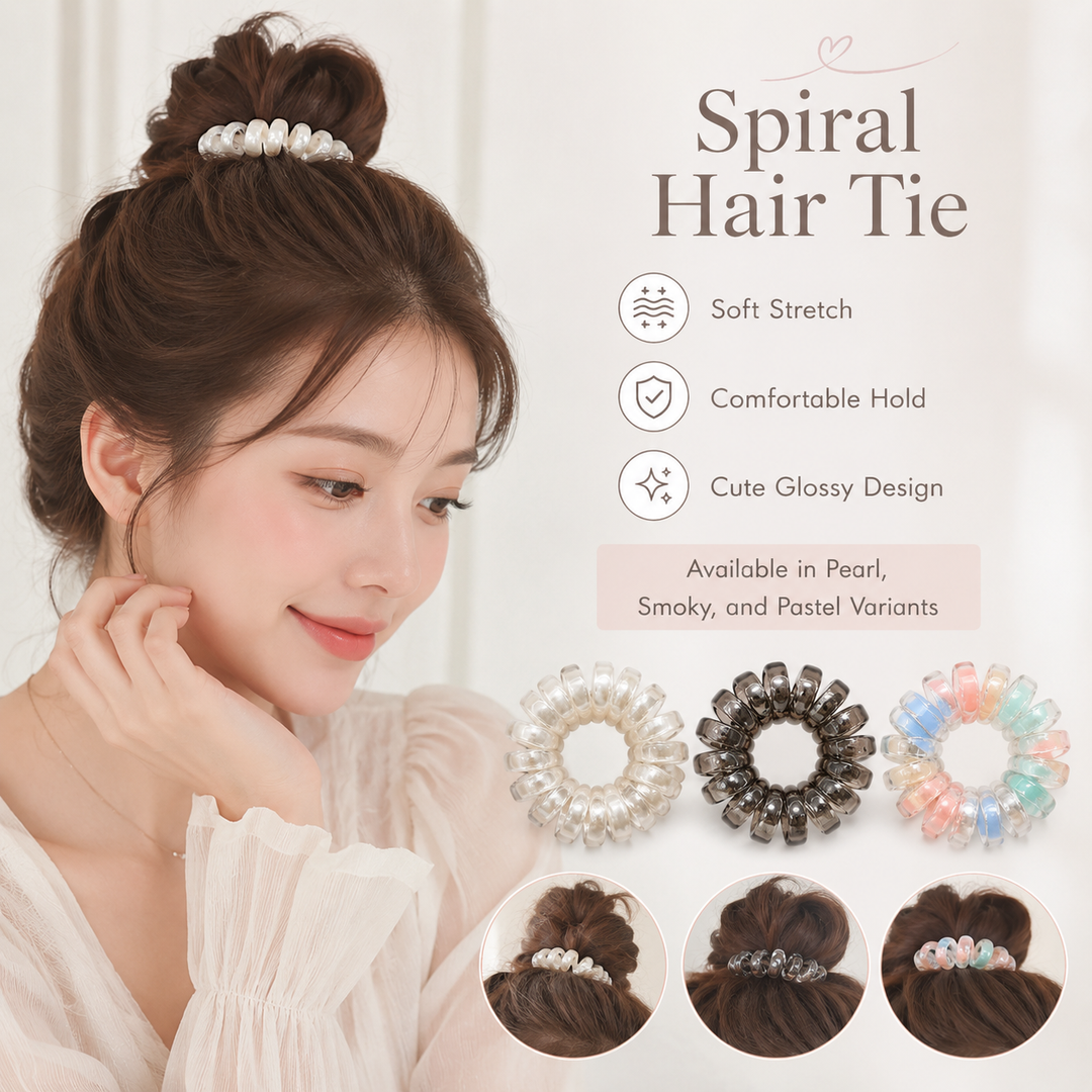 Spiral Hair Tie for Women &amp; Girls  Glossy Stretch Hair Band Scrunchie
