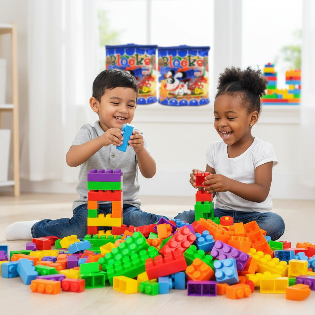 51+Pcs Pieces Learning Blocks for Kids – Colorful Bricks – Non-Toxic & Safe Material – Improves Creativity & Motor Skills – DIY Construction Toy – STEM Educational Game – Best Gift for Toddlers & Preschoolers